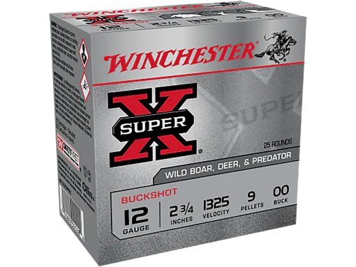Winchester Super-X Ammunition 12 Gauge 2-3/4" Buffered 00 Buckshot 9 Pellets