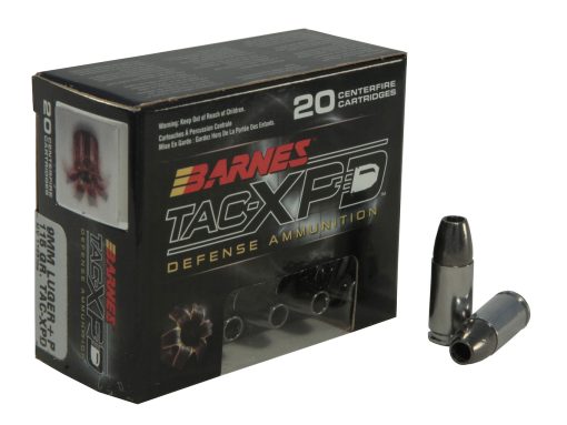 Barnes TAC-XPD Ammunition 9mm Luger +P 115 Grain TAC-XP Hollow Point Lead-Free Box of 20