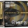 Federal Premium Personal Defense Ammunition 9mm Luger +P 124 Grain HST Jacketed Hollow Point Box of 20