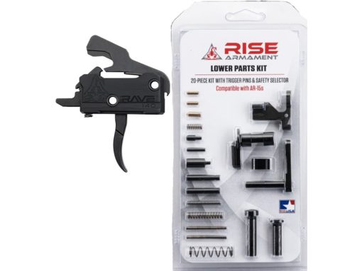 Rise Armament Rave 140 Curved Trigger with Customizable Lower Receiver Parts Kit AR-15 Black