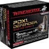 Winchester Defender Ammunition 9mm Luger +P 124 Grain Bonded Jacketed Hollow Point Box of 20