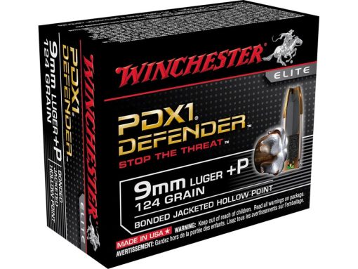 Winchester Defender Ammunition 9mm Luger +P 124 Grain Bonded Jacketed Hollow Point Box of 20