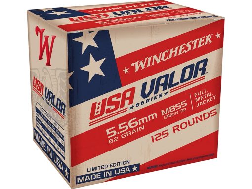 Winchester USA Valor Ammunition 5.56x45mm NATO 62 Grain M855 SS109 Penetrator Full Metal Jacket