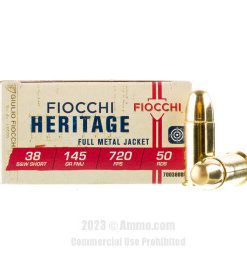 Fiocchi 38 S&W Ammo - 50 Rounds of 145 Grain FMJ Ammunition
